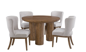 Basset Mirror Napa Round Dining Table - Handcrafted Solid Mango Wood With Rustic Charm & Modern Minimalist Design Brown Mango Wood 5551-701b-t