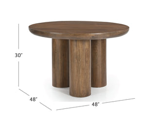 Basset Mirror Napa Round Dining Table - Handcrafted Solid Mango Wood With Rustic Charm & Modern Minimalist Design Brown Mango Wood 5551-701b-t