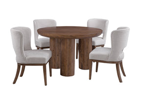 Basset Mirror Napa Round Dining Table - Handcrafted Solid Mango Wood With Rustic Charm & Modern Minimalist Design Brown Mango Wood 5551-701b-t