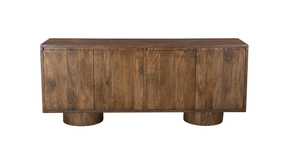 Basset Mirror Napa Server: 72" Rustic Modern Mango Wood Storage Solution With Adjustable Shelves & Cord Management Brown Wood 5551-dr-576
