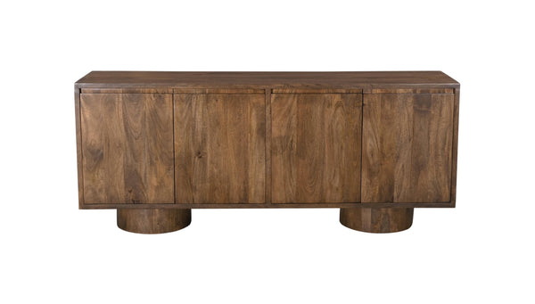 Basset Mirror Napa Server: 72" Rustic Modern Mango Wood Storage Solution With Adjustable Shelves & Cord Management Brown Wood 5551-dr-576