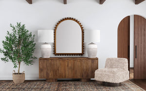 Basset Mirror Napa Server: 72" Rustic Modern Mango Wood Storage Solution With Adjustable Shelves & Cord Management Brown Wood 5551-dr-576