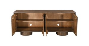 Basset Mirror Napa Server: 72" Rustic Modern Mango Wood Storage Solution With Adjustable Shelves & Cord Management Brown Wood 5551-dr-576