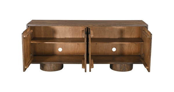 Basset Mirror Napa Server: 72" Rustic Modern Mango Wood Storage Solution With Adjustable Shelves & Cord Management Brown Wood 5551-dr-576