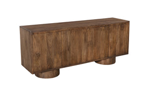 Basset Mirror Napa Server: 72" Rustic Modern Mango Wood Storage Solution With Adjustable Shelves & Cord Management Brown Wood 5551-dr-576