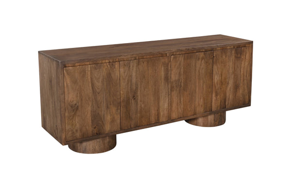 Basset Mirror Napa Server: 72" Rustic Modern Mango Wood Storage Solution With Adjustable Shelves & Cord Management Brown Wood 5551-dr-576
