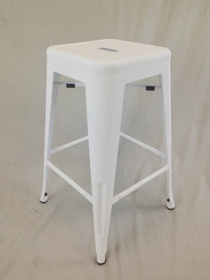 Homeroots Set Of Four 30" White Metal Backless Bar Height Bar Chairs   555101