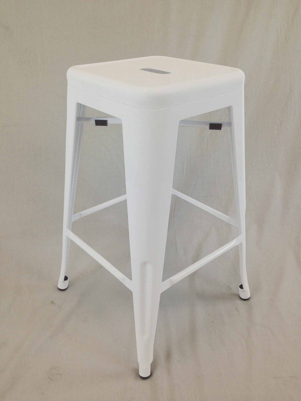 Homeroots Set Of Four 30" White Metal Backless Bar Height Bar Chairs   555101