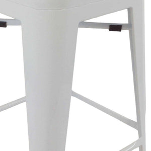 Homeroots Set Of Four 30" White Metal Backless Bar Height Bar Chairs   555101