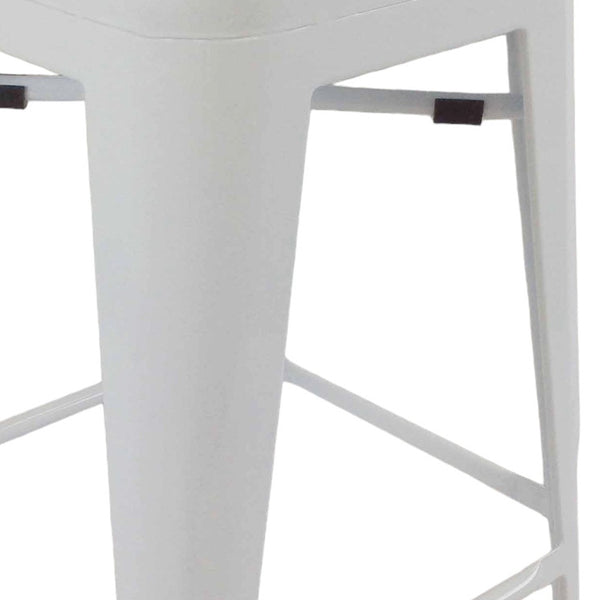 Homeroots Set Of Four 30" White Metal Backless Bar Height Bar Chairs   555101