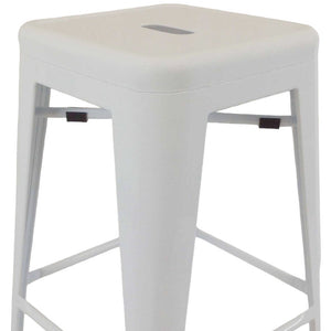 Homeroots Set Of Four 30" White Metal Backless Bar Height Bar Chairs   555101