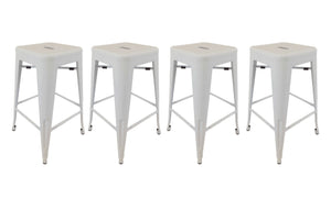 Homeroots Set Of Four 30" White Metal Backless Bar Height Bar Chairs   555101
