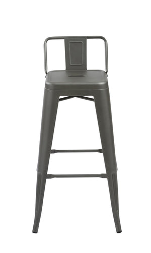 HomeRoots Set of Four Modern Gray Steel Low Back Bar Chairs - Durable, Stylish Seating for Home & Commercial Use 555102