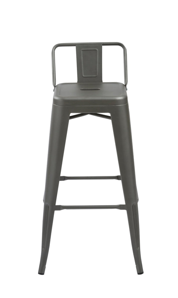 HomeRoots Set of Four Modern Gray Steel Low Back Bar Chairs - Durable, Stylish Seating for Home & Commercial Use 555102