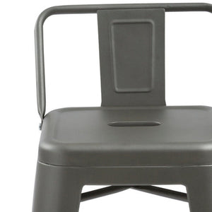 HomeRoots Set of Four Modern Gray Steel Low Back Bar Chairs - Durable, Stylish Seating for Home & Commercial Use 555102