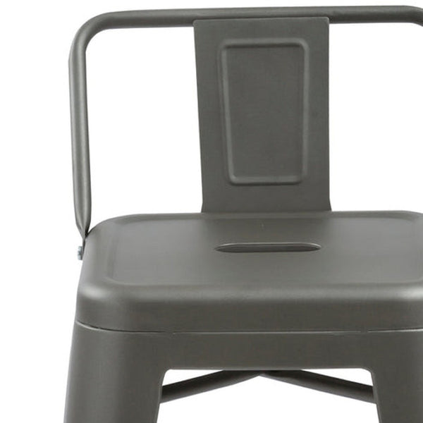 HomeRoots Set of Four Modern Gray Steel Low Back Bar Chairs - Durable, Stylish Seating for Home & Commercial Use 555102