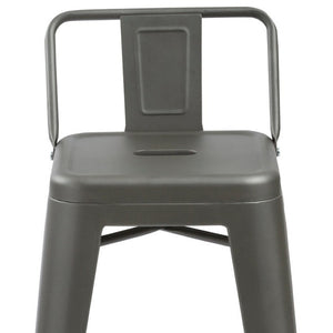 HomeRoots Set of Four Modern Gray Steel Low Back Bar Chairs - Durable, Stylish Seating for Home & Commercial Use 555102