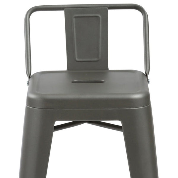 HomeRoots Set of Four Modern Gray Steel Low Back Bar Chairs - Durable, Stylish Seating for Home & Commercial Use 555102