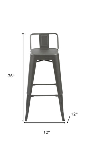 HomeRoots Set of Four Modern Gray Steel Low Back Bar Chairs - Durable, Stylish Seating for Home & Commercial Use 555102