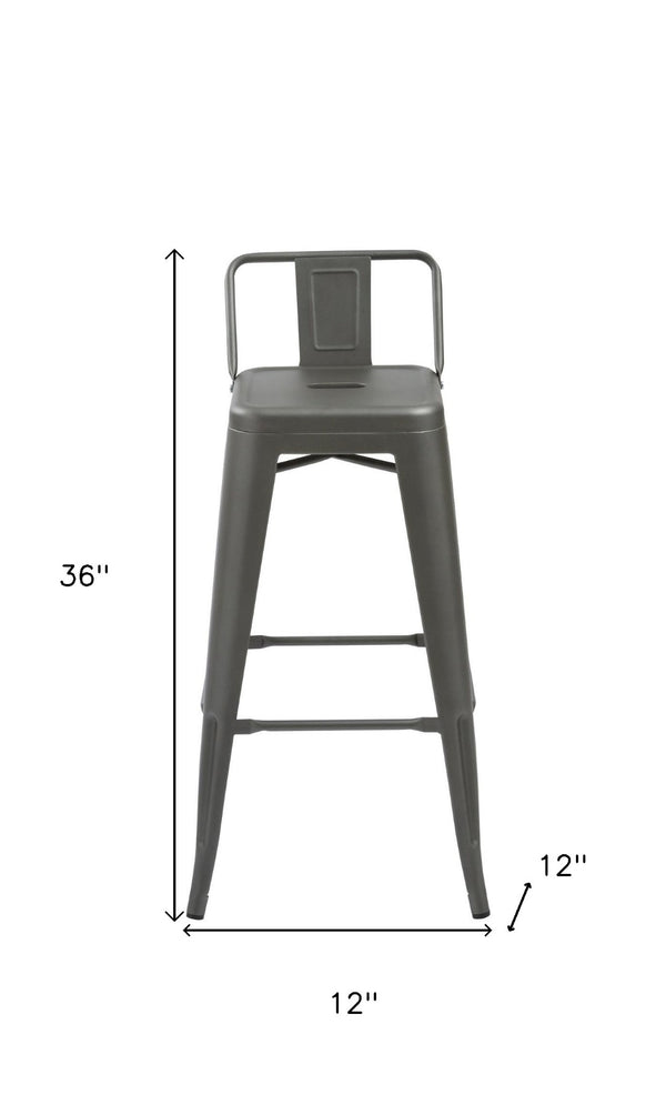 HomeRoots Set of Four Modern Gray Steel Low Back Bar Chairs - Durable, Stylish Seating for Home & Commercial Use 555102