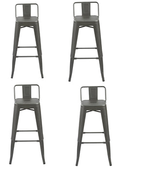 HomeRoots Set of Four Modern Gray Steel Low Back Bar Chairs - Durable, Stylish Seating for Home & Commercial Use 555102