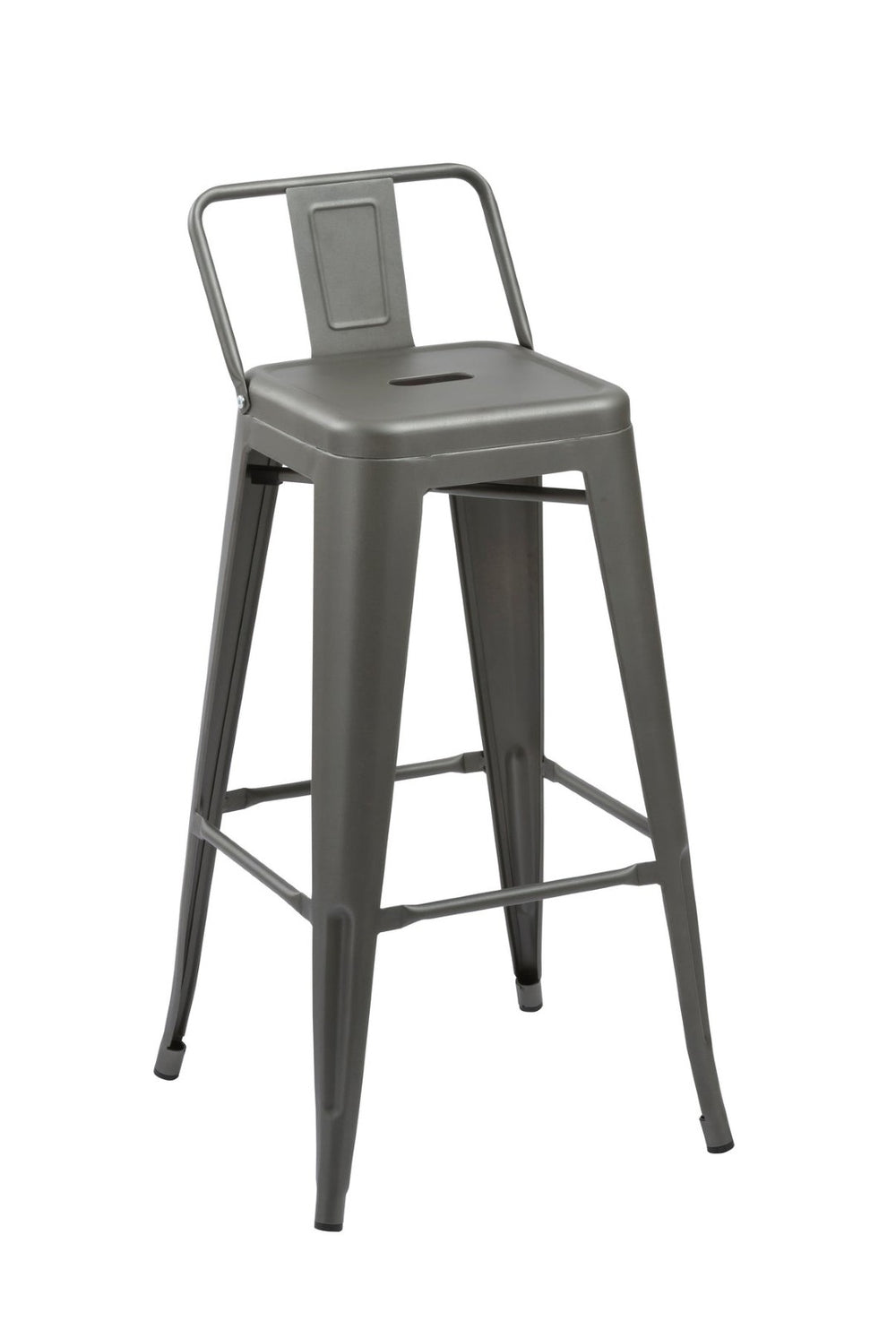 HomeRoots Set of Four 26" Dark Gray Steel Counter-Height Bar Stools - Modern Industrial Design for Any Space 555110