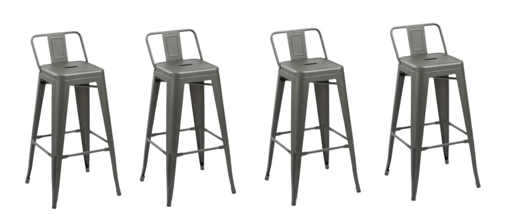 HomeRoots Set of Four 26" Dark Gray Steel Counter-Height Bar Stools - Modern Industrial Design for Any Space 555110