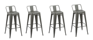 HomeRoots Set of Four 26" Dark Gray Steel Counter-Height Bar Stools - Modern Industrial Design for Any Space 555110