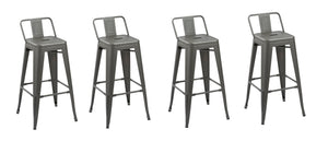 Homeroots Set Of Four 26" Dark Gray Metal Low Back Counter Height Bar Chairs   555110