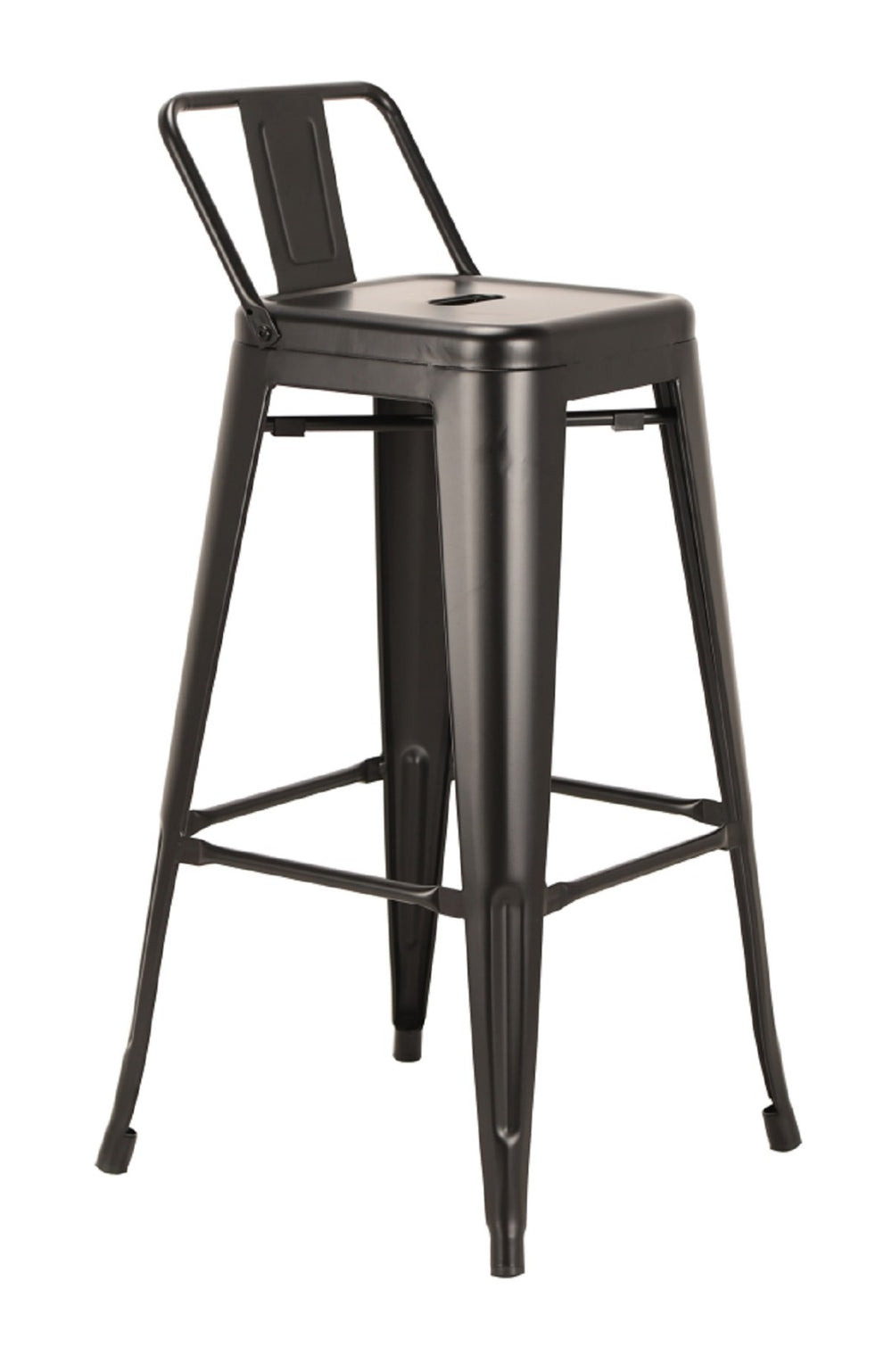 HomeRoots Set of Four 26" Black Metal Low Back Bar Stools - Stylish Industrial Chic Seating for Any Space 555111