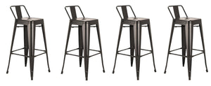 HomeRoots Set of Four 26" Black Metal Low Back Bar Stools - Stylish Industrial Chic Seating for Any Space 555111