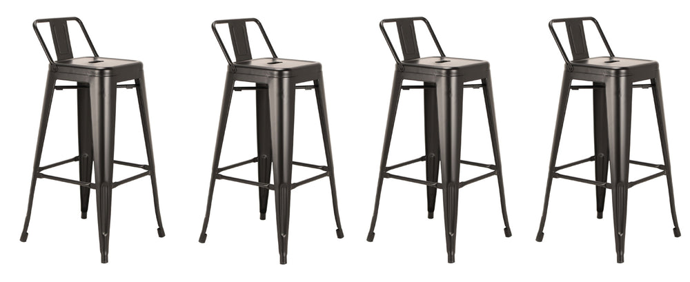 Homeroots Set Of Four 26" Black Metal Low Back Counter Height Bar Chairs   555111