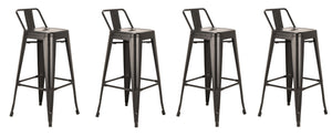 Homeroots Set Of Four 26" Black Metal Low Back Counter Height Bar Chairs   555111