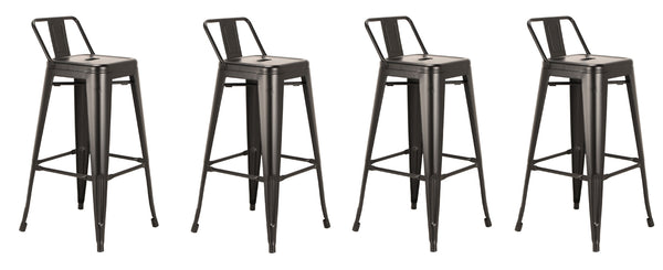 Homeroots Set Of Four 26" Black Metal Low Back Counter Height Bar Chairs   555111