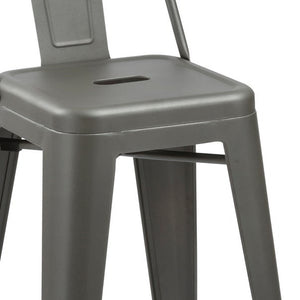 Homeroots Set Of Four 26" Gray Metal Low Back Counter Height Bar Chairs   555112