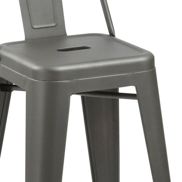 Homeroots Set Of Four 26" Gray Metal Low Back Counter Height Bar Chairs   555112