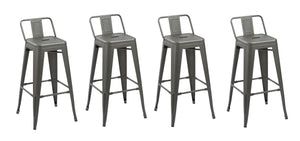 Homeroots Set Of Four 26" Gray Metal Low Back Counter Height Bar Chairs   555112