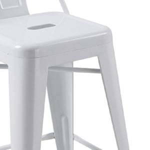 Homeroots Set Of Four 26" White Metal Low Back Counter Height Bar Chairs   555113