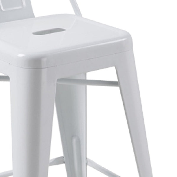 Homeroots Set Of Four 26" White Metal Low Back Counter Height Bar Chairs   555113