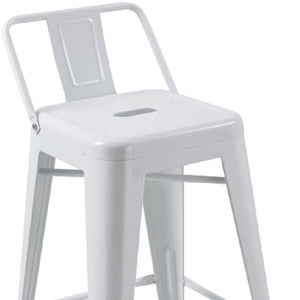 Homeroots Set Of Four 26" White Metal Low Back Counter Height Bar Chairs   555113