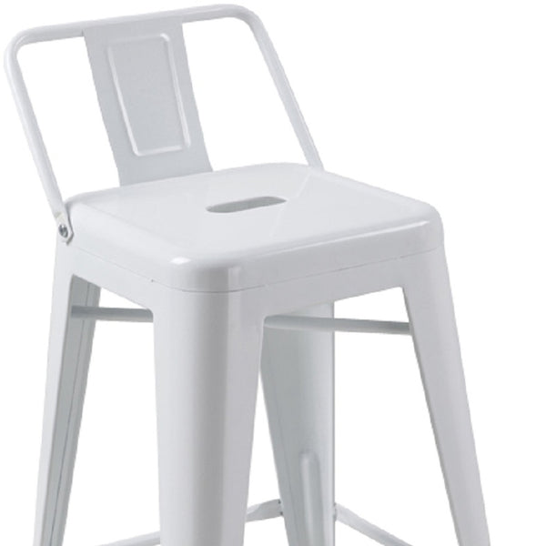 Homeroots Set Of Four 26" White Metal Low Back Counter Height Bar Chairs   555113
