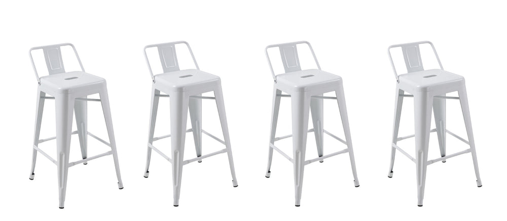 Homeroots Set Of Four 26" White Metal Low Back Counter Height Bar Chairs   555113