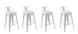 Homeroots Set Of Four 26" White Metal Low Back Counter Height Bar Chairs   555113