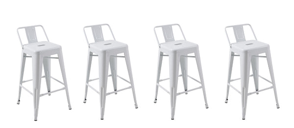 Homeroots Set Of Four 26" White Metal Low Back Counter Height Bar Chairs   555113