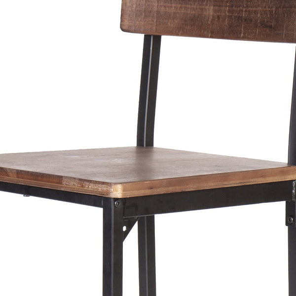 Homeroots Set Of Two 25" Brown And Black Reclaimed Wood And Metal Counter Height Bar Chairs   555114