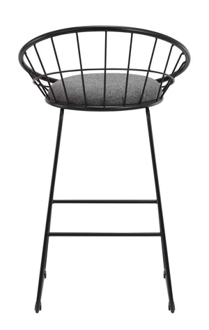 Homeroots Set Of Two 26" Gray And Black Fabric And Metal Low Back Counter Height Bar Chairs   555115