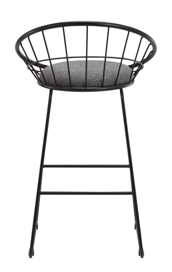 Homeroots Set Of Two 26" Gray And Black Fabric And Metal Low Back Counter Height Bar Chairs   555115