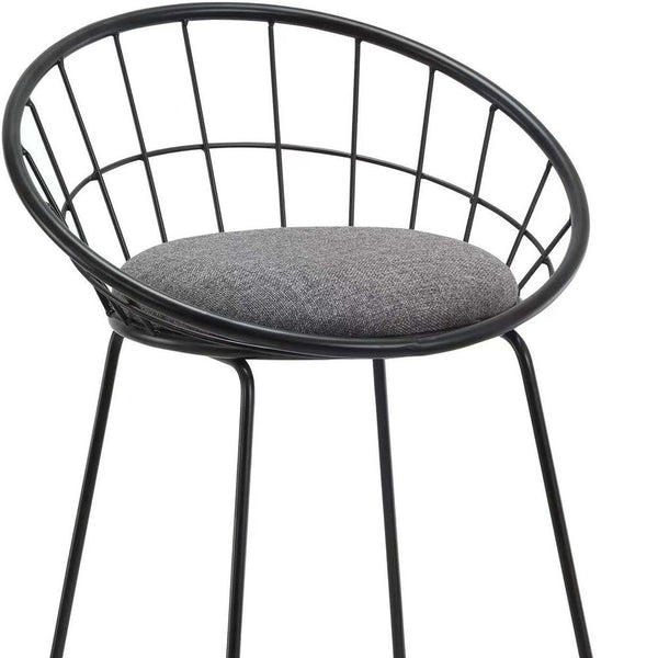 Homeroots Set Of Two 26" Gray And Black Fabric And Metal Low Back Counter Height Bar Chairs   555115