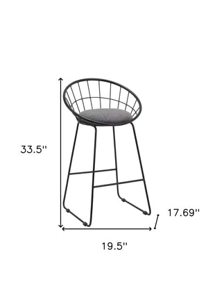 Homeroots Set Of Two 26" Gray And Black Fabric And Metal Low Back Counter Height Bar Chairs   555115