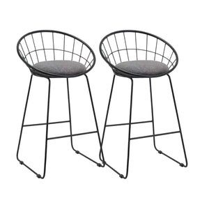 Homeroots Set Of Two 26" Gray And Black Fabric And Metal Low Back Counter Height Bar Chairs   555115